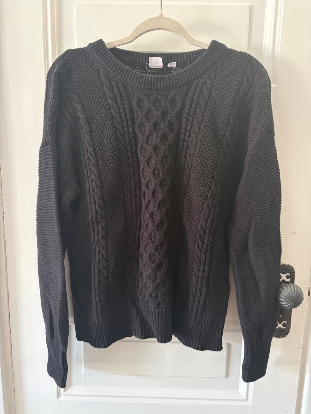 GAP Black Ribbed Knit Sweater - Crew Neck 100% cotton